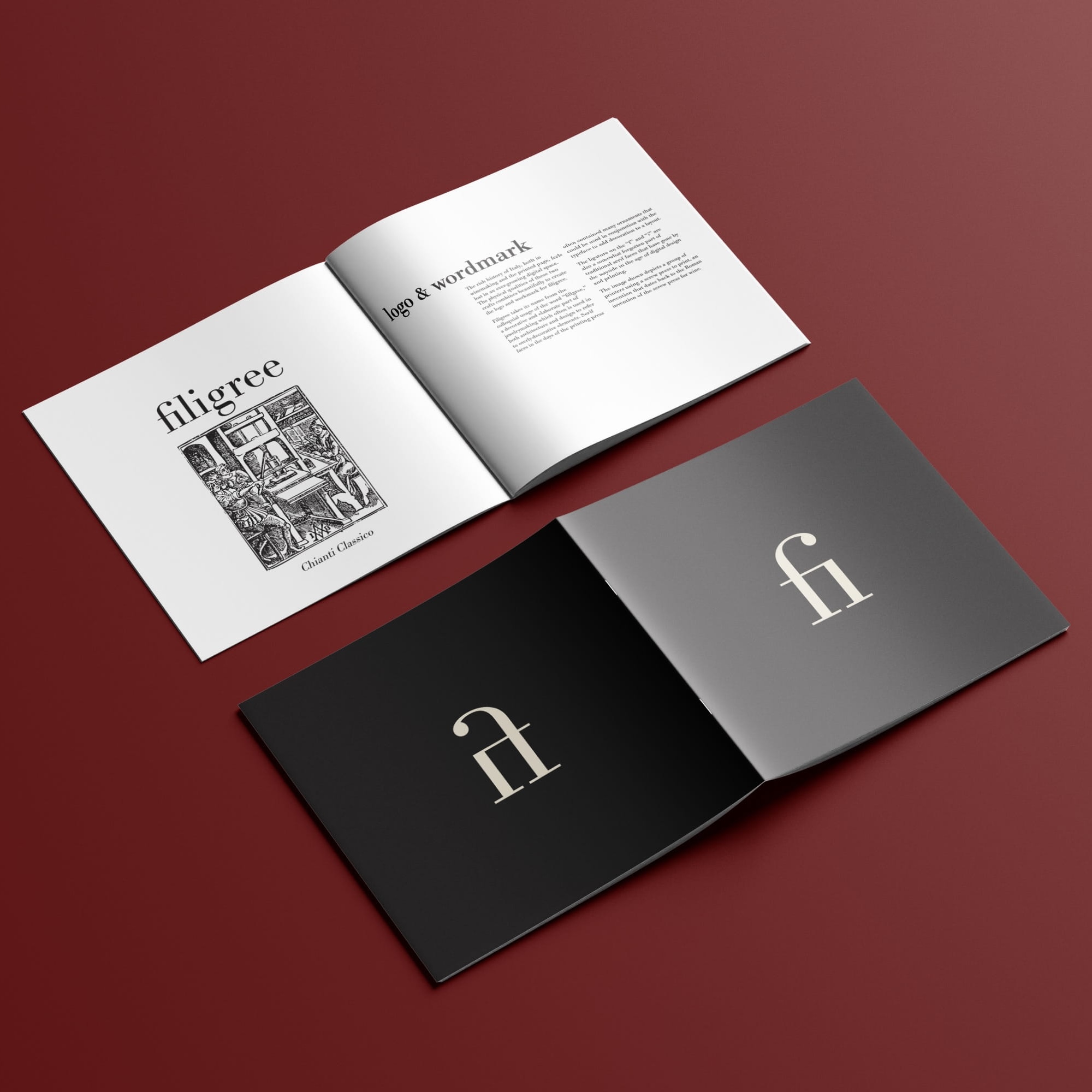 A branding guide for a wine company entitled Filigree.